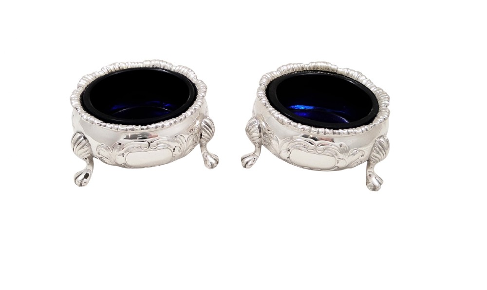 Pair of Antique Victorian Sterling Silver Salts 1872 View VII