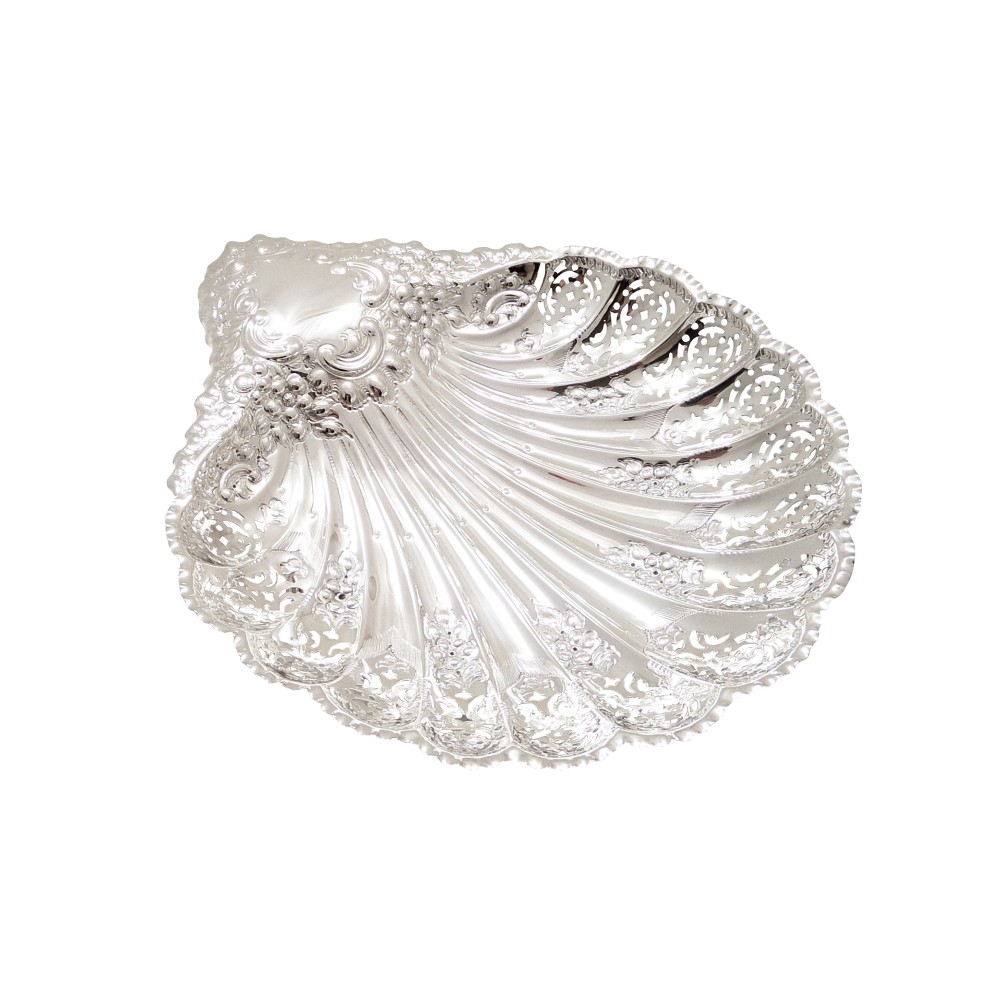 Antique Edwardian Sterling Silver Shell Dish 1905