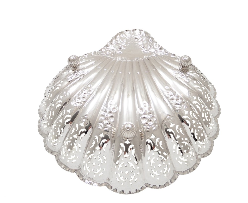 Antique Edwardian Sterling Silver Shell Dish 1905 View VII