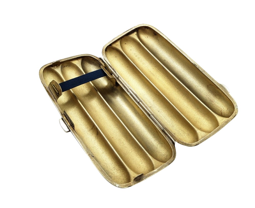 Antique Sterling Silver 3 Tube Cigar Case 1913 View III