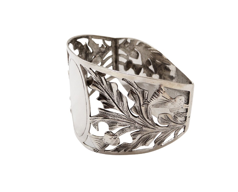Antique Sterling Silver 'Thistle' Napkin Ring c1920 View VII