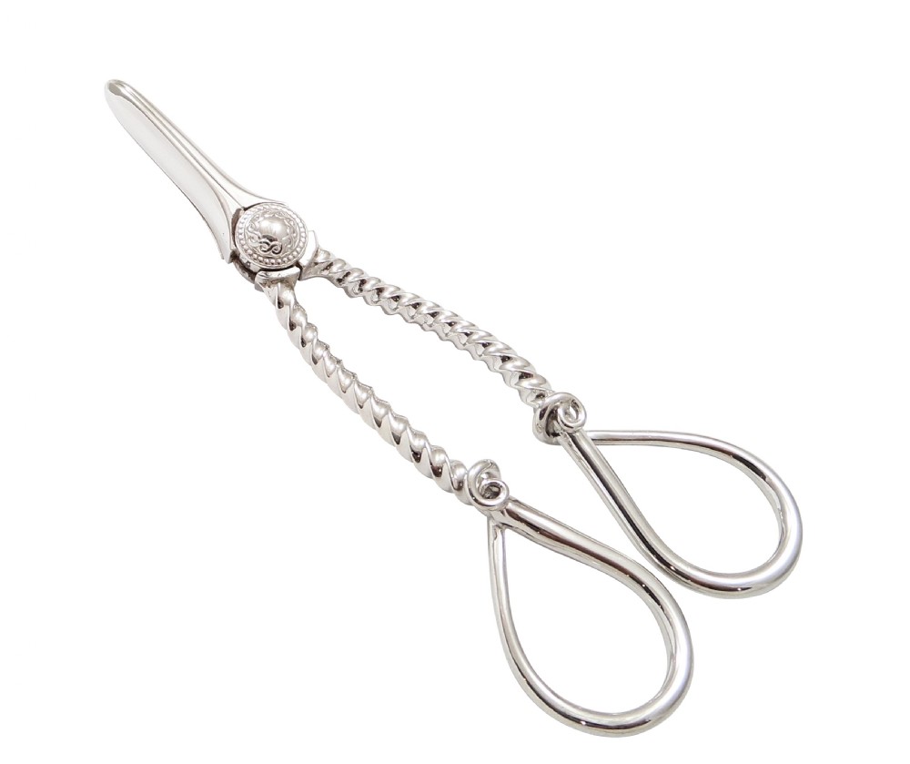 Pair of Antique Victorian Sterling Silver Grape Scissors / Shears in Case 1888 View II