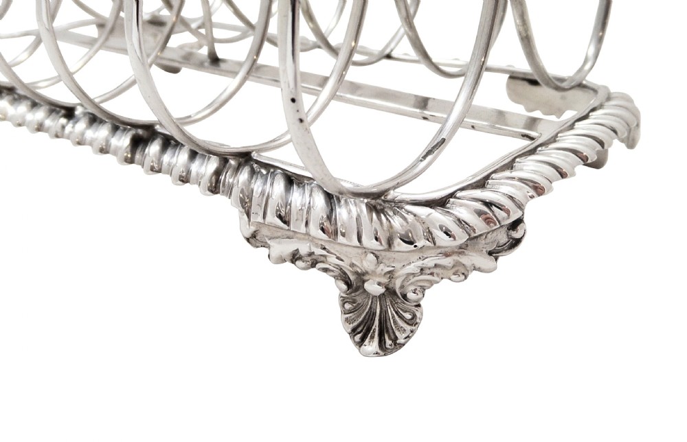 Large Antique William IV Sterling Silver Toast Rack 1835 View IV
