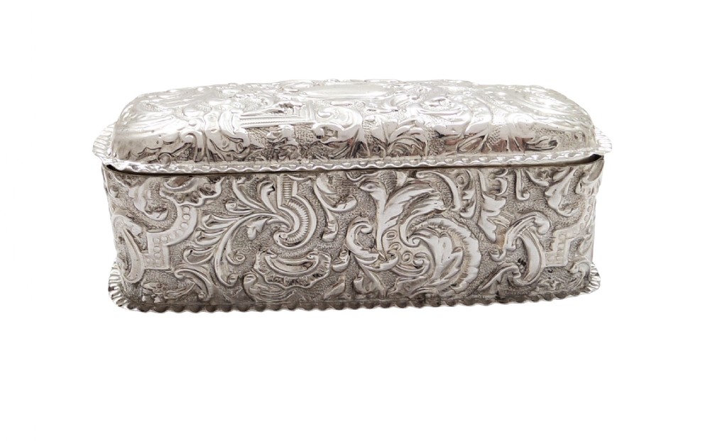 Antique Victorian Sterling Silver Trinket Box 1891 View V