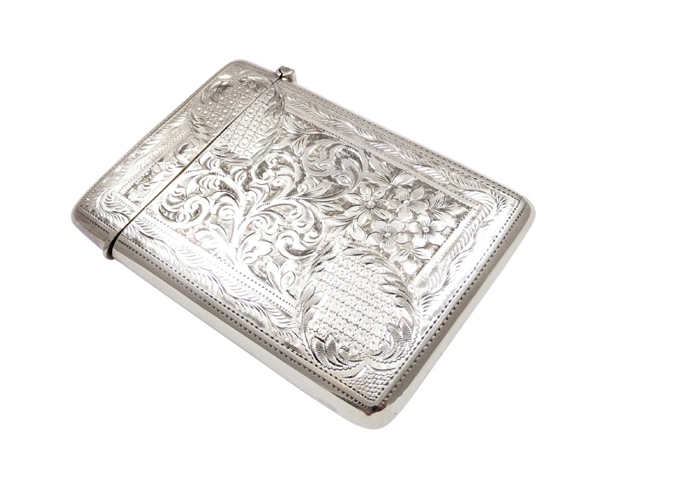 Antique Edwardian Sterling Silver Card Case 1907 View IV