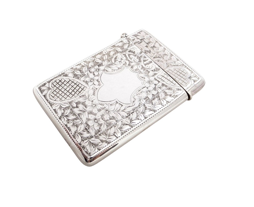 Antique Edwardian Sterling Silver Card Case 1907 View V