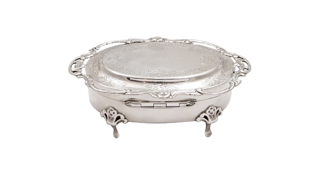 Antique Edwardian Sterling Silver Trinket Box 1907 View VIII