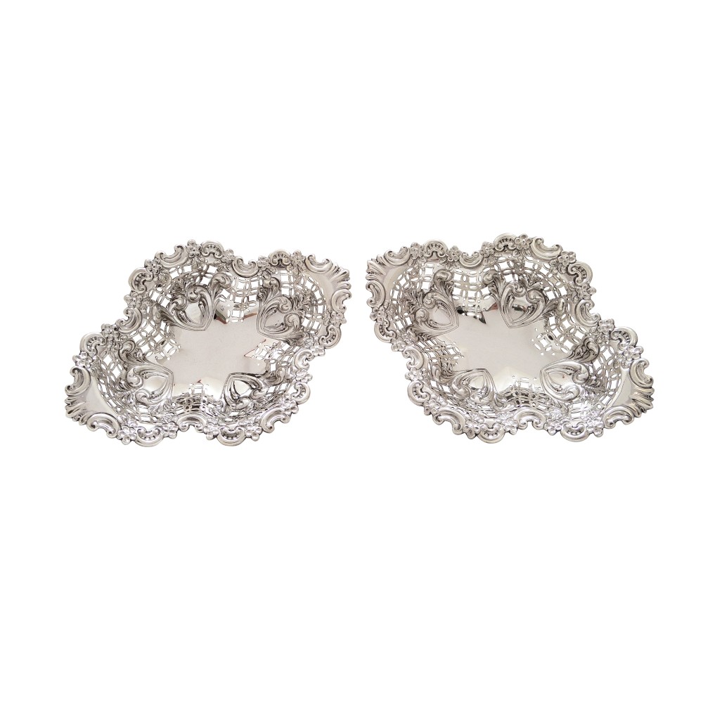 Pair of Antique Edwardian Sterling Silver Dishes 1902