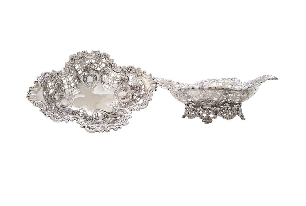 Pair of Antique Edwardian Sterling Silver Dishes 1902 View II
