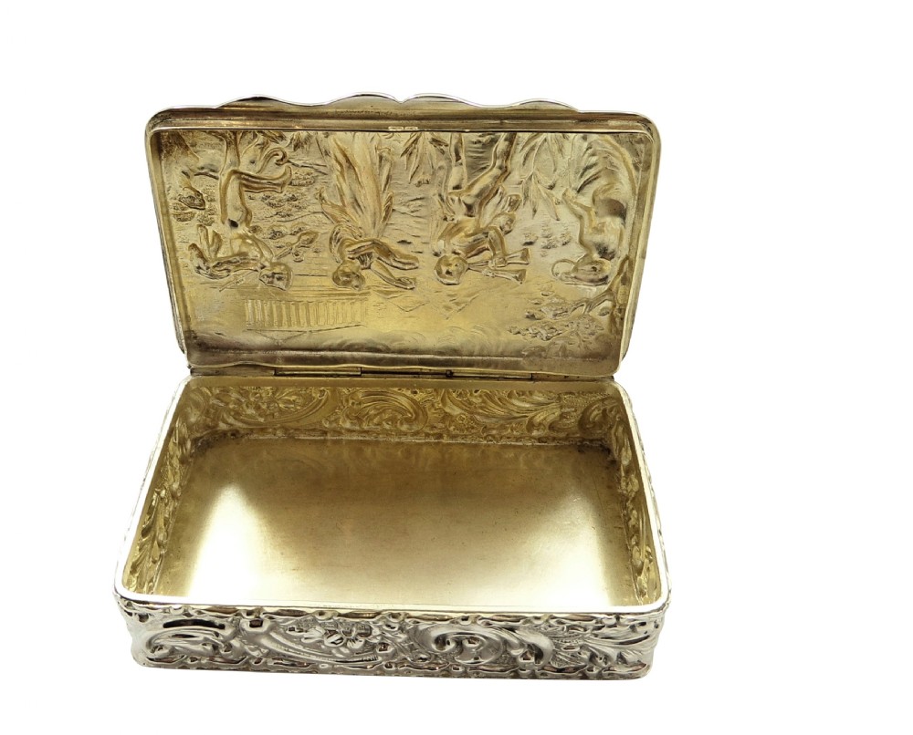 Antique Edwardian Sterling Silver Trinket Box with Scene 1901 View VI