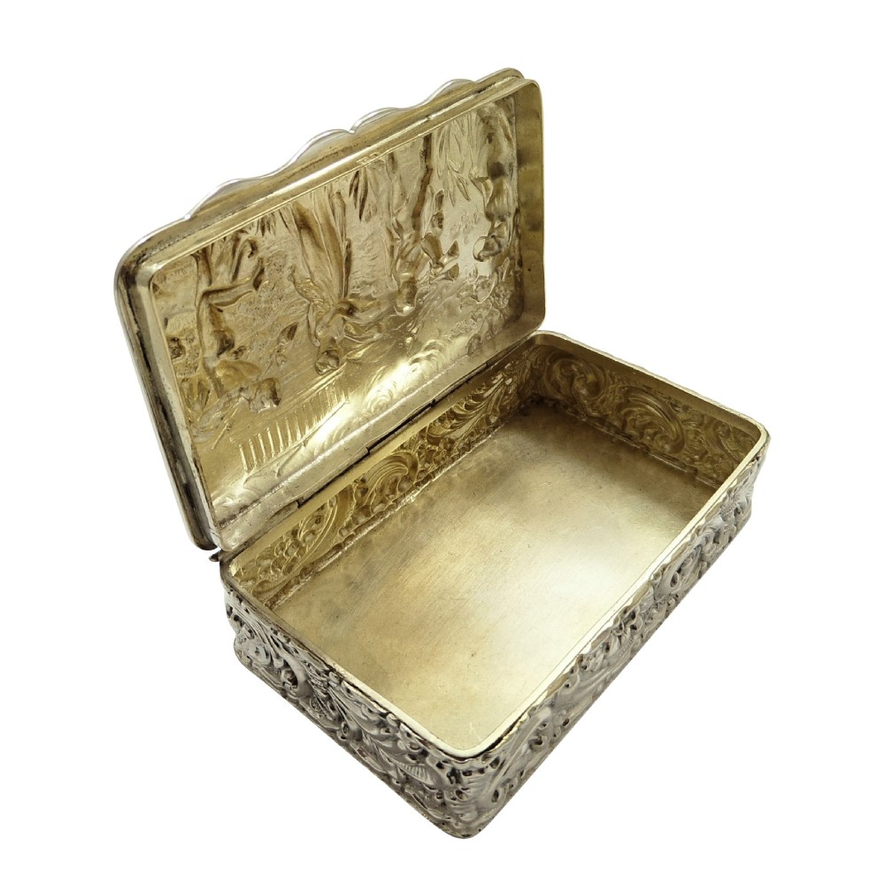 Antique Edwardian Sterling Silver Trinket Box with Scene 1901 View VIII