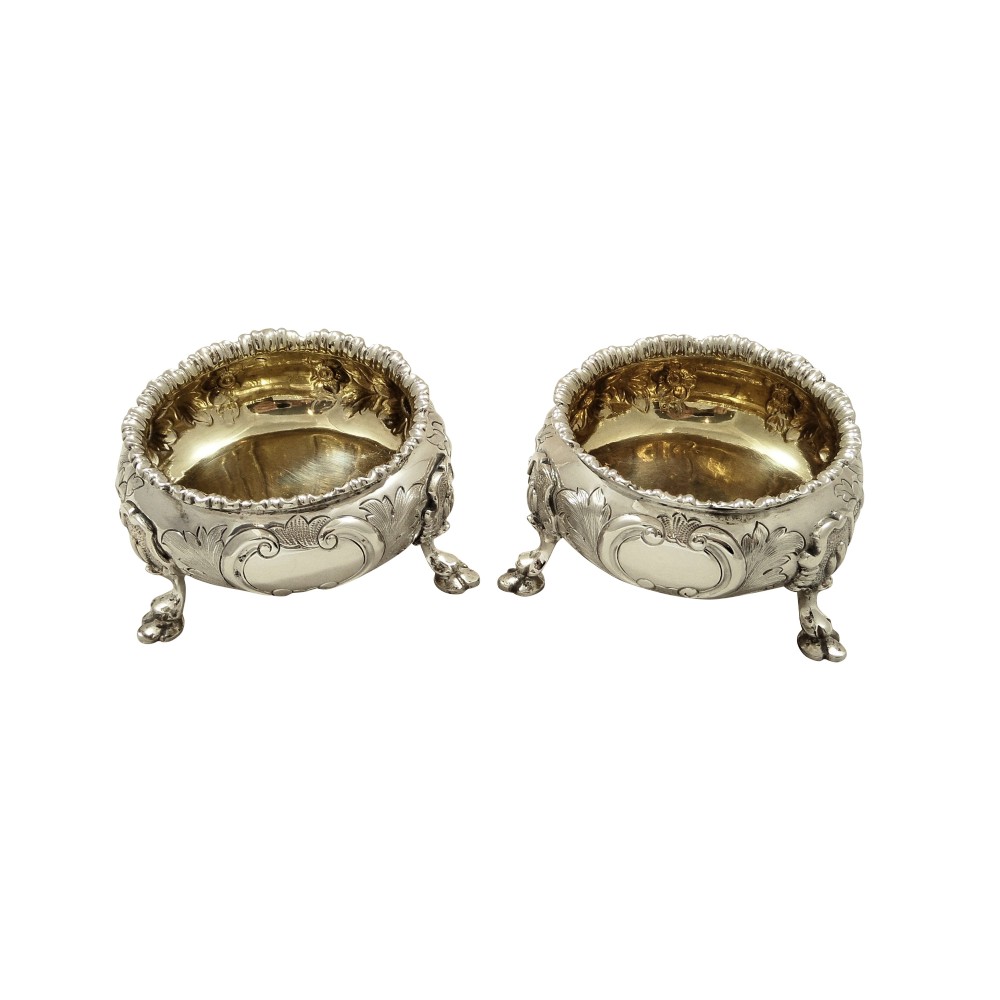 Pair of Antique Victorian Sterling Silver Salts 1869/1870