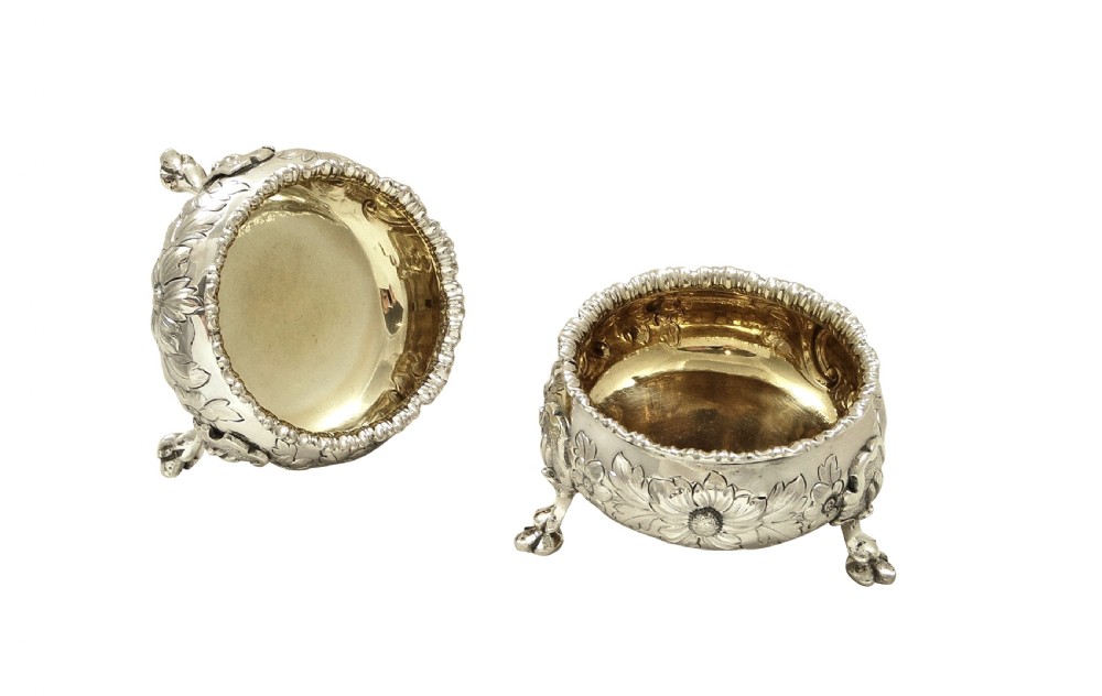 Pair of Antique Victorian Sterling Silver Salts 1869/1870 View II