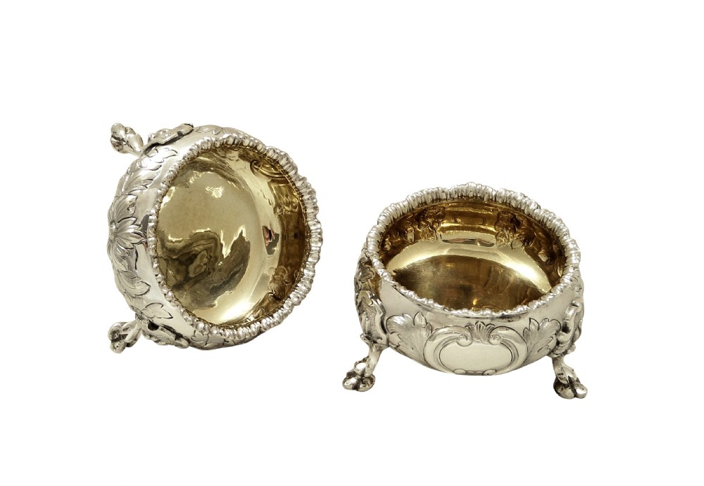 Pair of Antique Victorian Sterling Silver Salts 1869/1870 View V