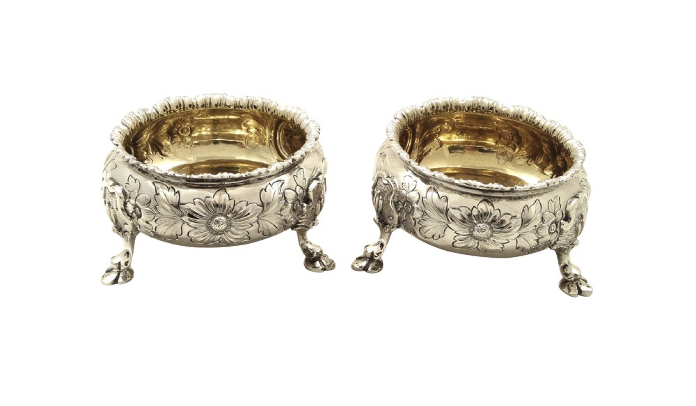 Pair of Antique Victorian Sterling Silver Salts 1869/1870 View VIII