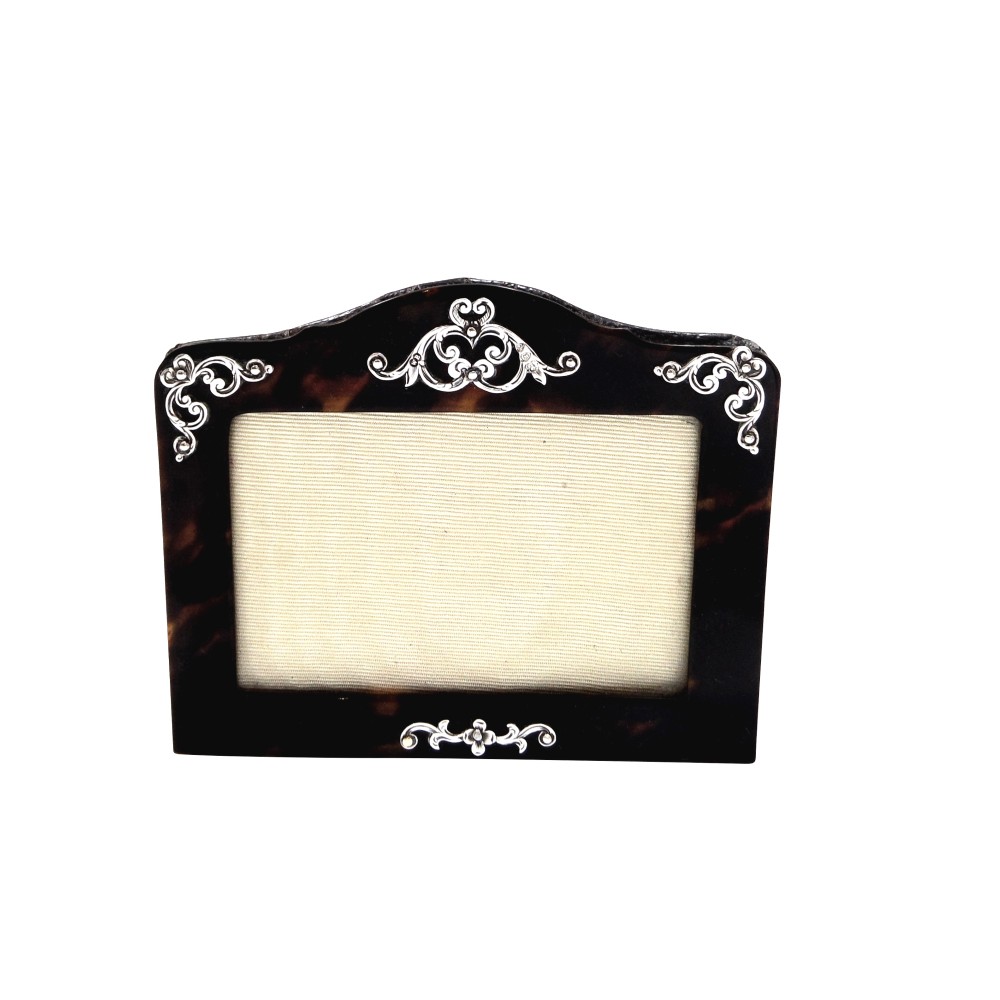 Antique Victorian Tortoiseshell & Sterling Silver Photo Frame 1895