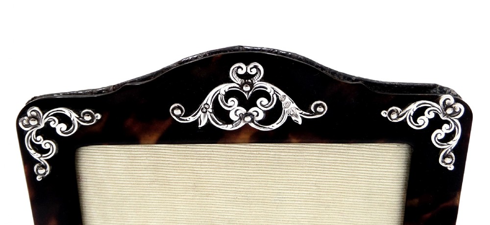 Antique Victorian Tortoiseshell & Sterling Silver Photo Frame 1895 View II