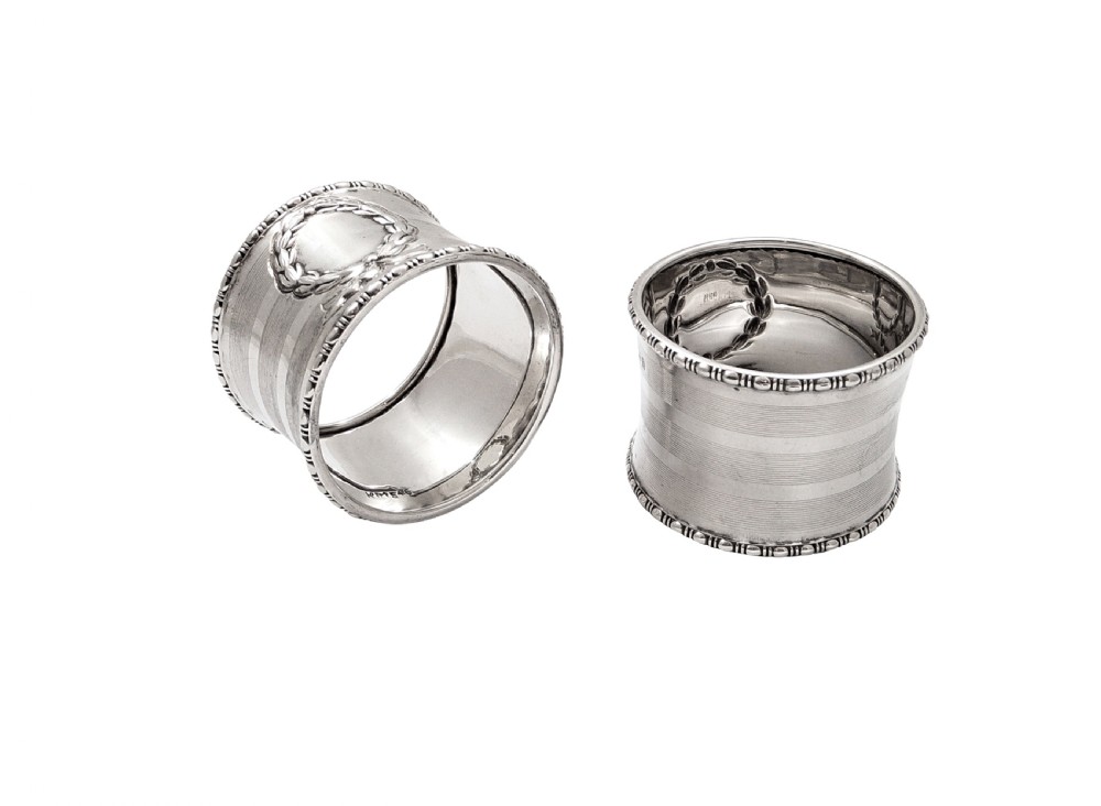 Pair of Antique Sterling Silver Napkin Rings in Case 1912 View V