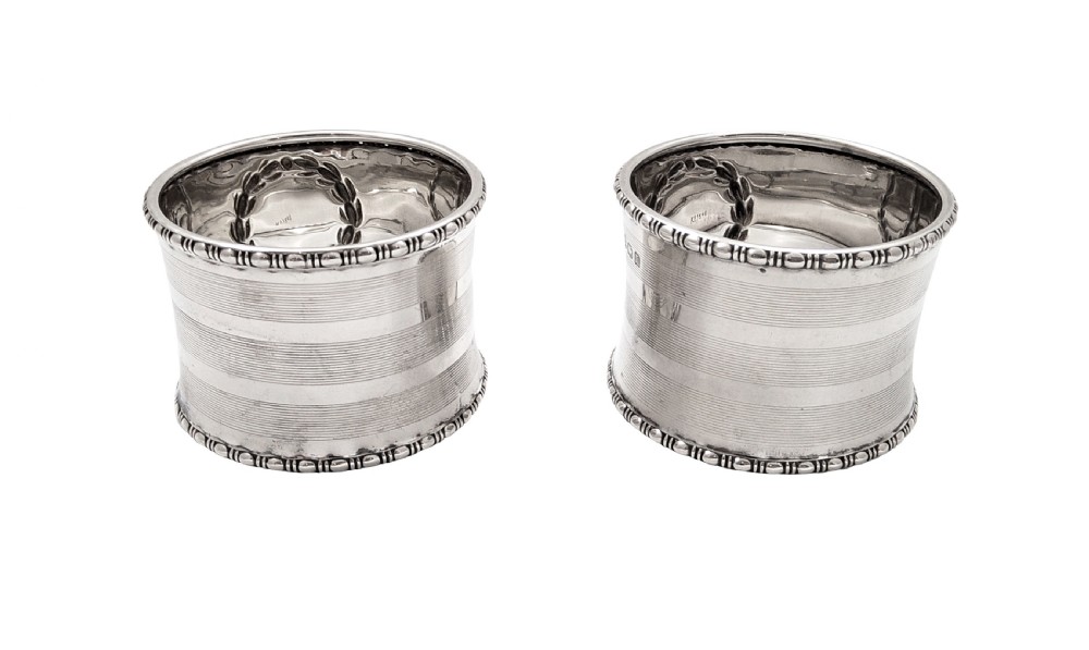 Pair of Antique Sterling Silver Napkin Rings in Case 1912 View VII