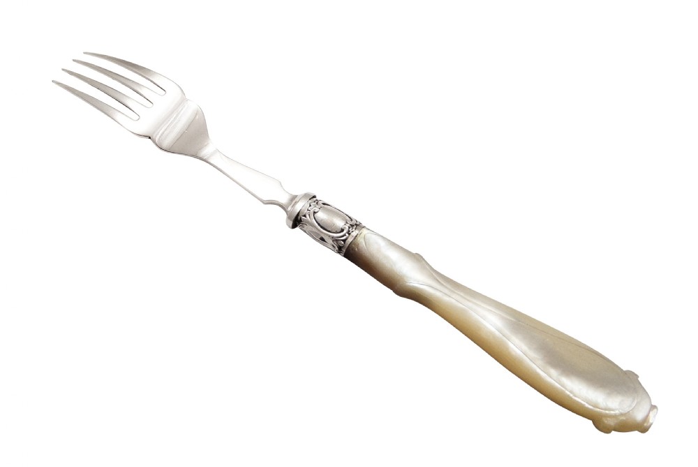 Set of Antique Sterling Silver & Mother of Pearl Fish Knives and Forks for 6 - 1921 View IX