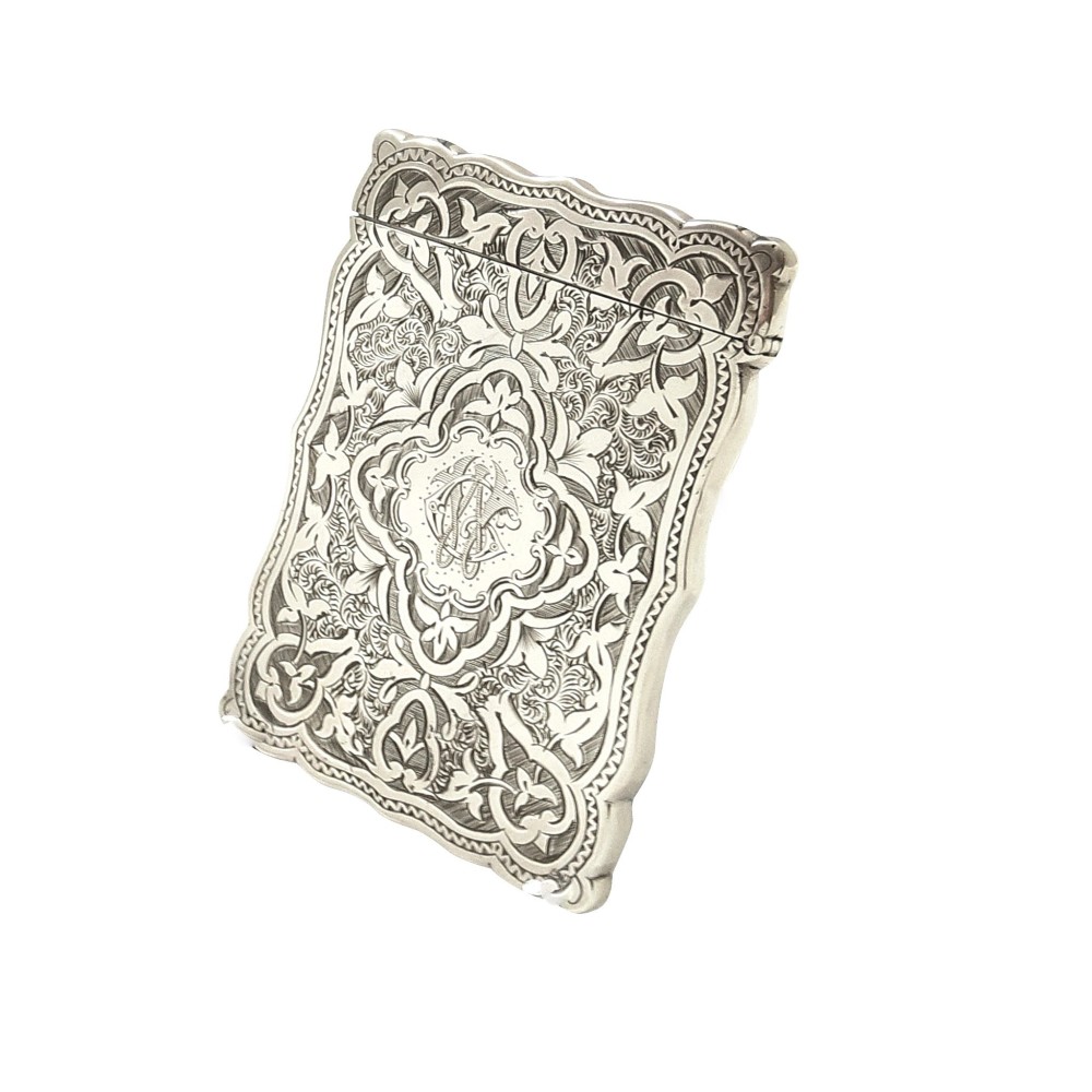 Antique Victorian Sterling Silver Card Case 1878
