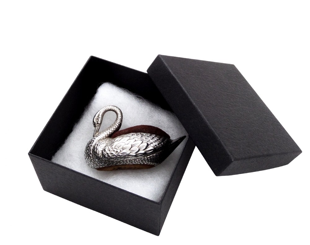 Antique Edwardian Sterling Silver Swan Pin Cushion 1907 View II