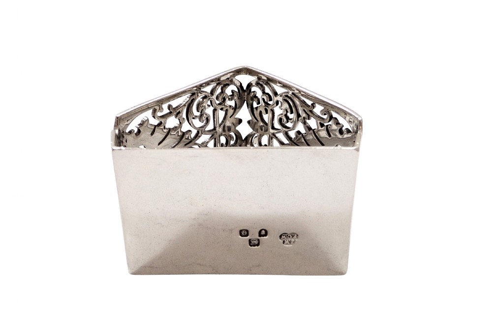 Antique Victorian Sterling Silver 'Triangle' Napkin Ring in Case 1900 View VI