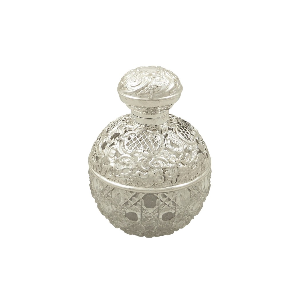 Antique Edwardian Sterling Silver Perfume / Scent Bottle 1905