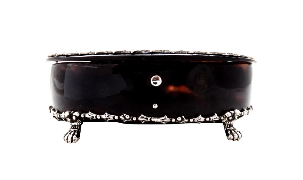 Antique Edwardian Tortoiseshell & Silver Trinket Box 1907 View II