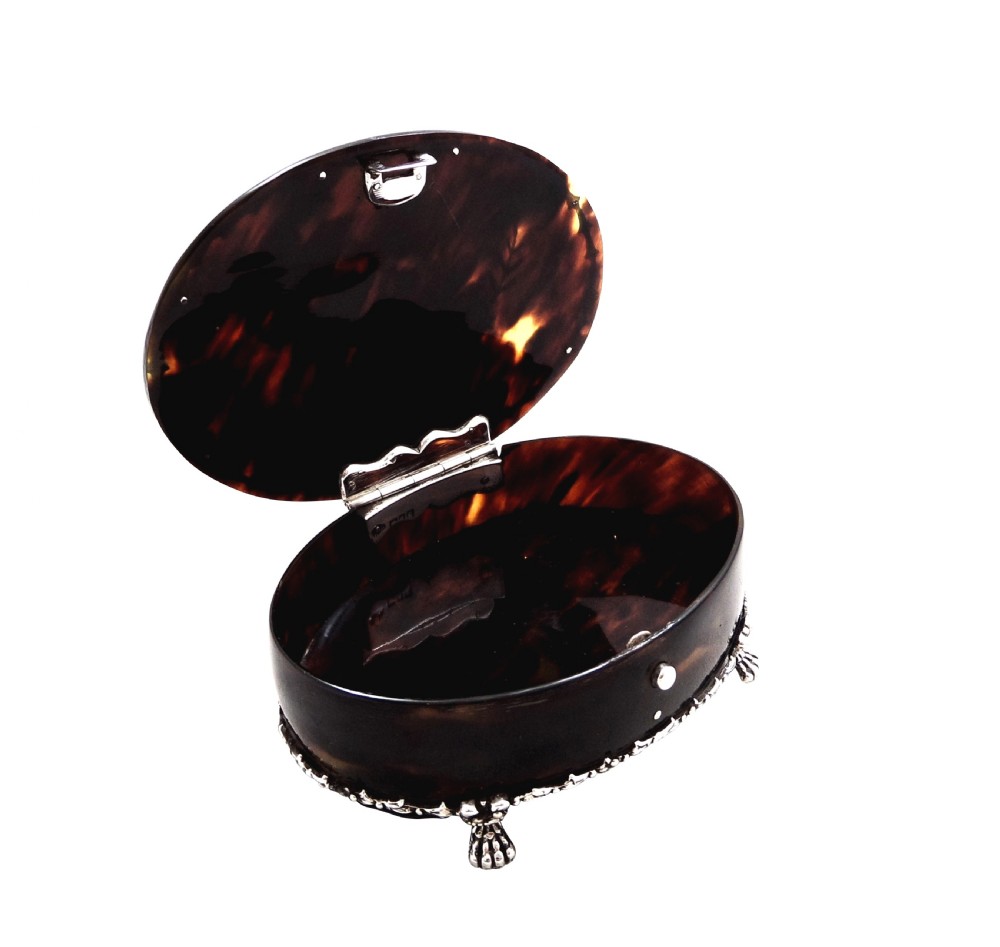 Antique Edwardian Tortoiseshell & Silver Trinket Box 1907 View IV