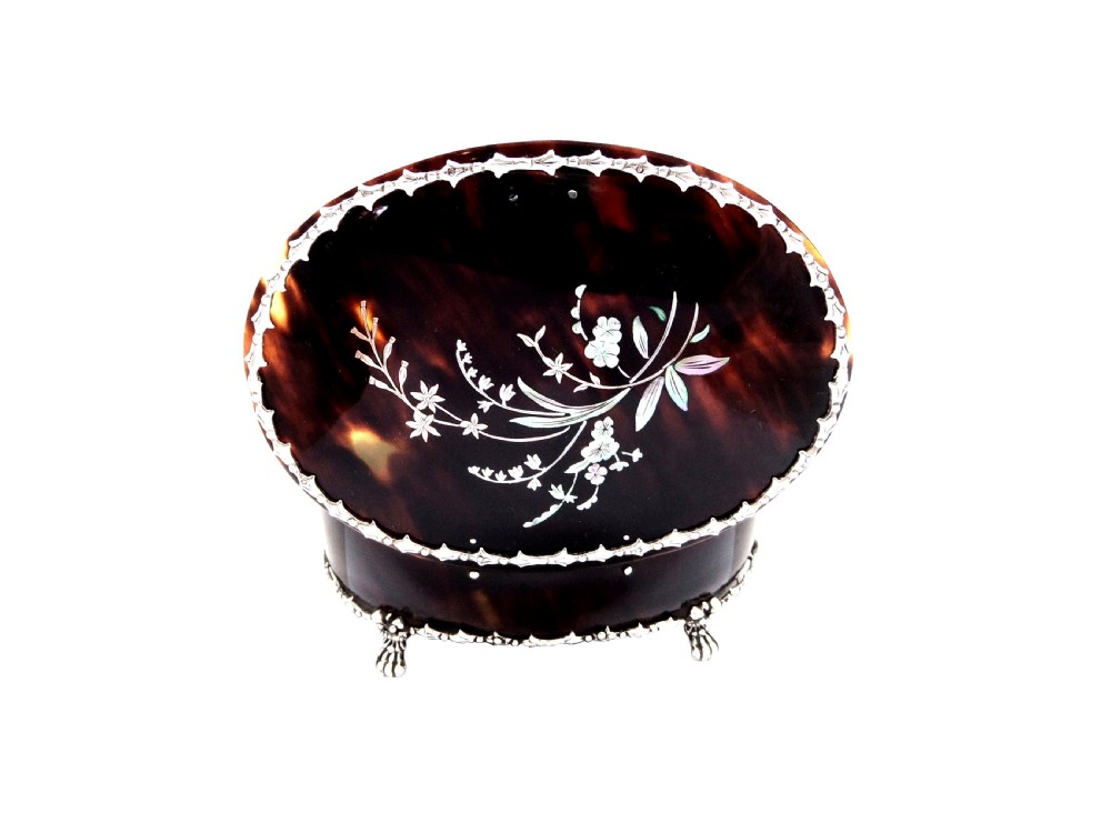 Antique Edwardian Tortoiseshell & Silver Trinket Box 1907 View VII