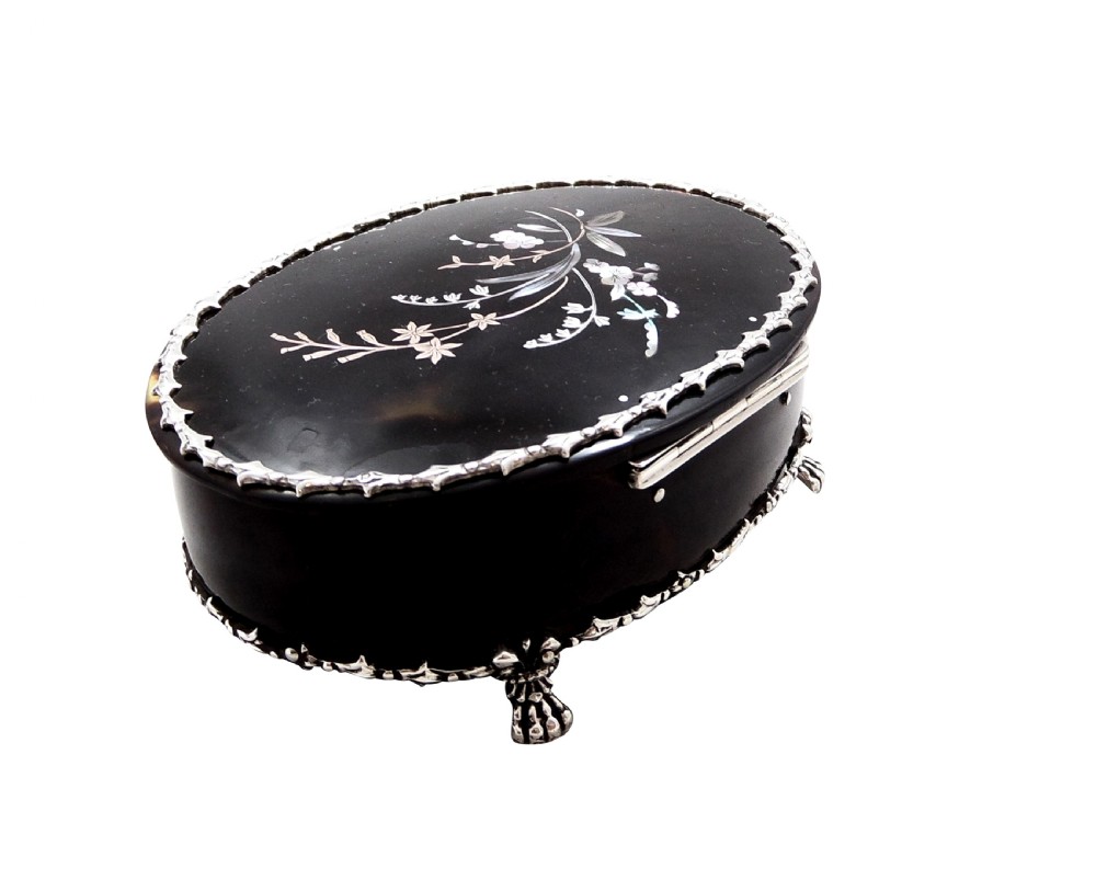 Antique Edwardian Tortoiseshell & Silver Trinket Box 1907 View X