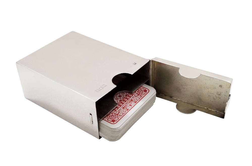 Antique Edwardian Sterling Silver Playing Card Box 1901 View IV
