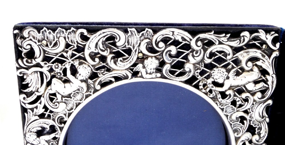 Antique Edwardian Sterling Silver Double Folding Photo Frame 1902 View II