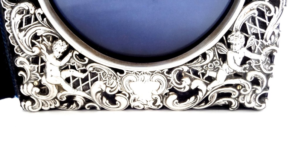 Antique Edwardian Sterling Silver Double Folding Photo Frame 1902 View VII