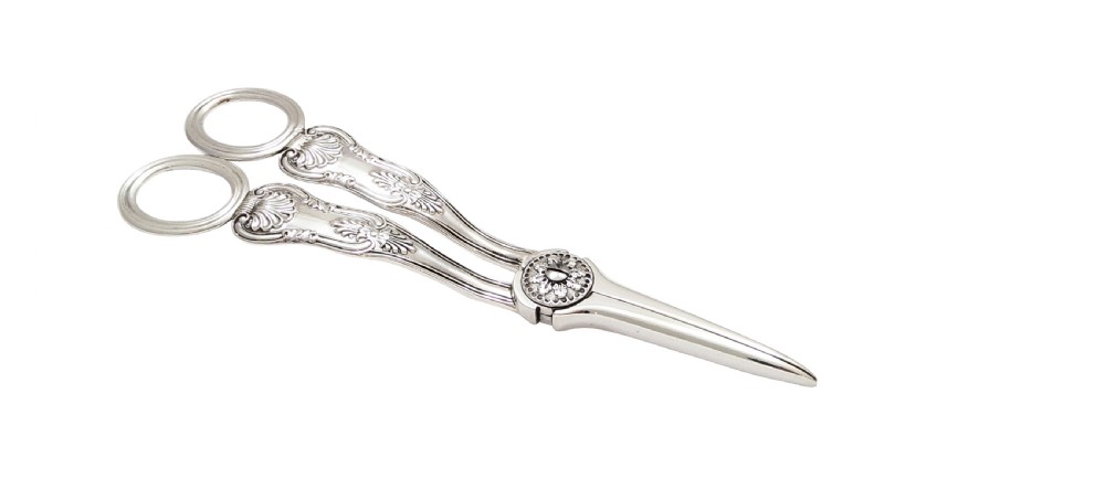 Pair of Antique Georgian Sterling Silver Grape Scissors / Shears in Case 1830 View II