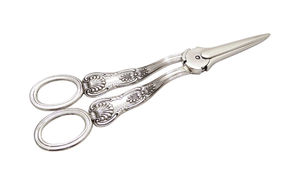 Pair of Antique Georgian Sterling Silver Grape Scissors / Shears in Case 1830 View VIII