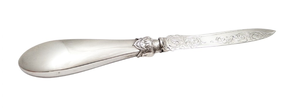 Antique Victorian Sterling Silver & Tortoiseshell Letter Knife 1856 View II