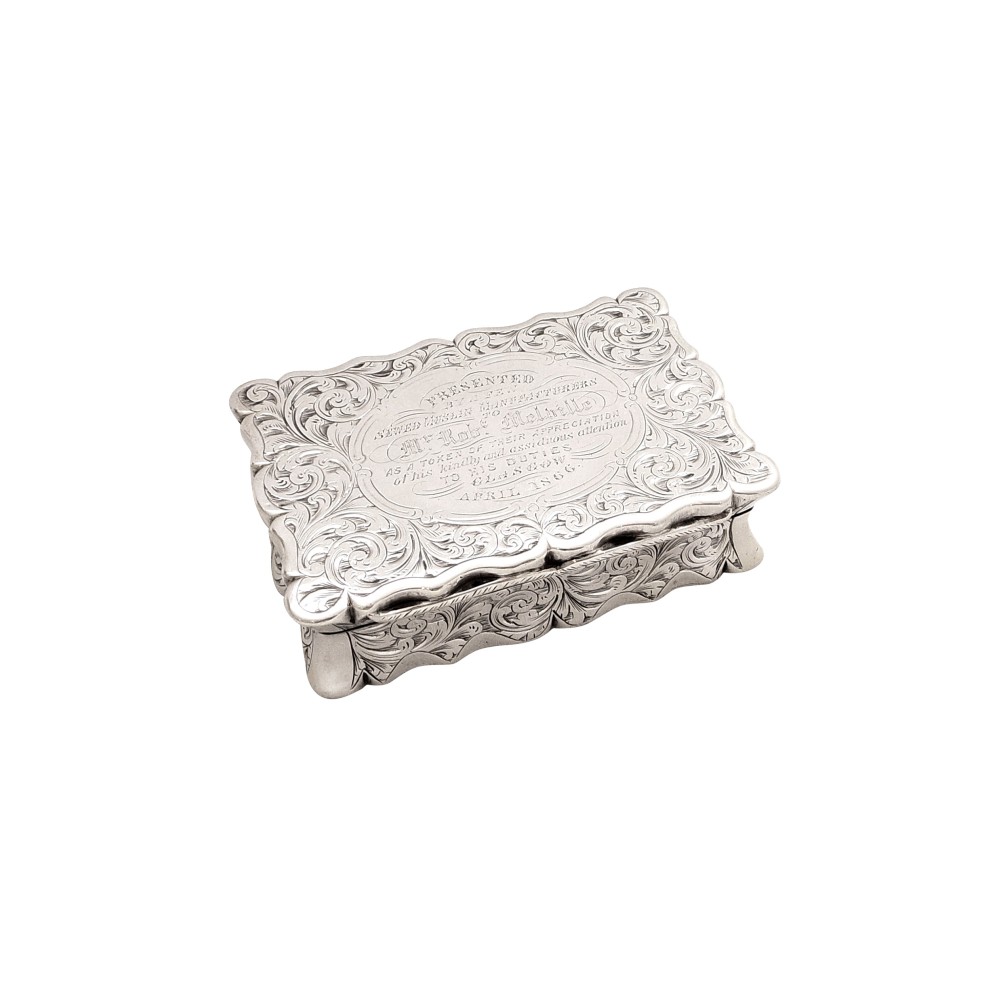 Antique Victorian Sterling Silver Snuff Box 1852
