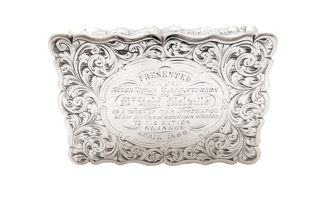 Antique Victorian Sterling Silver Snuff Box 1852 View II