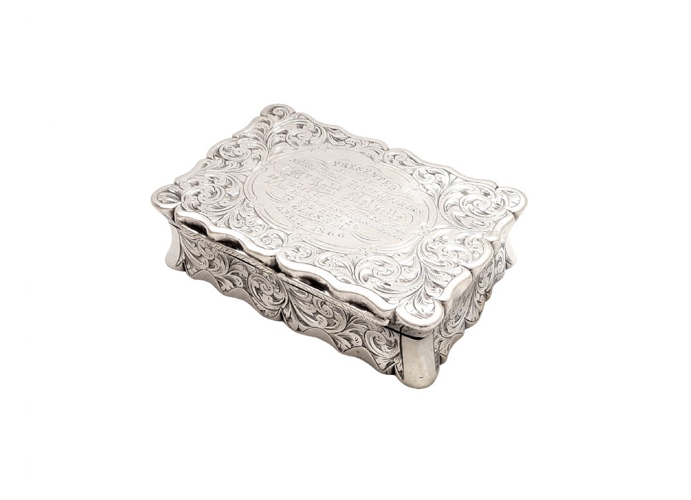 Antique Victorian Sterling Silver Snuff Box 1852 View X