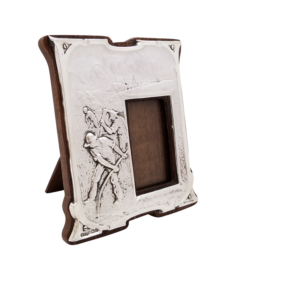 Antique Art Nouveau Sterling Silver Photo Frame 1904 - Peace Hath Her Victories