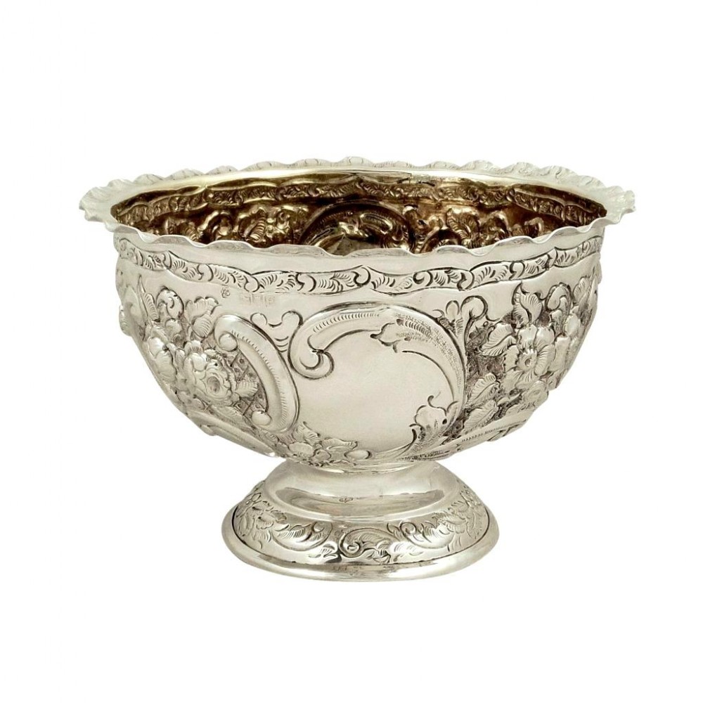 Antique Victorian Sterling Silver Bowl on Pedestal Foot 1900
