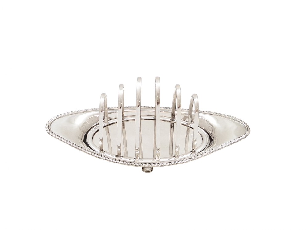 Antique Victorian Sterling Silver Toast Rack with Tray 1896 View II