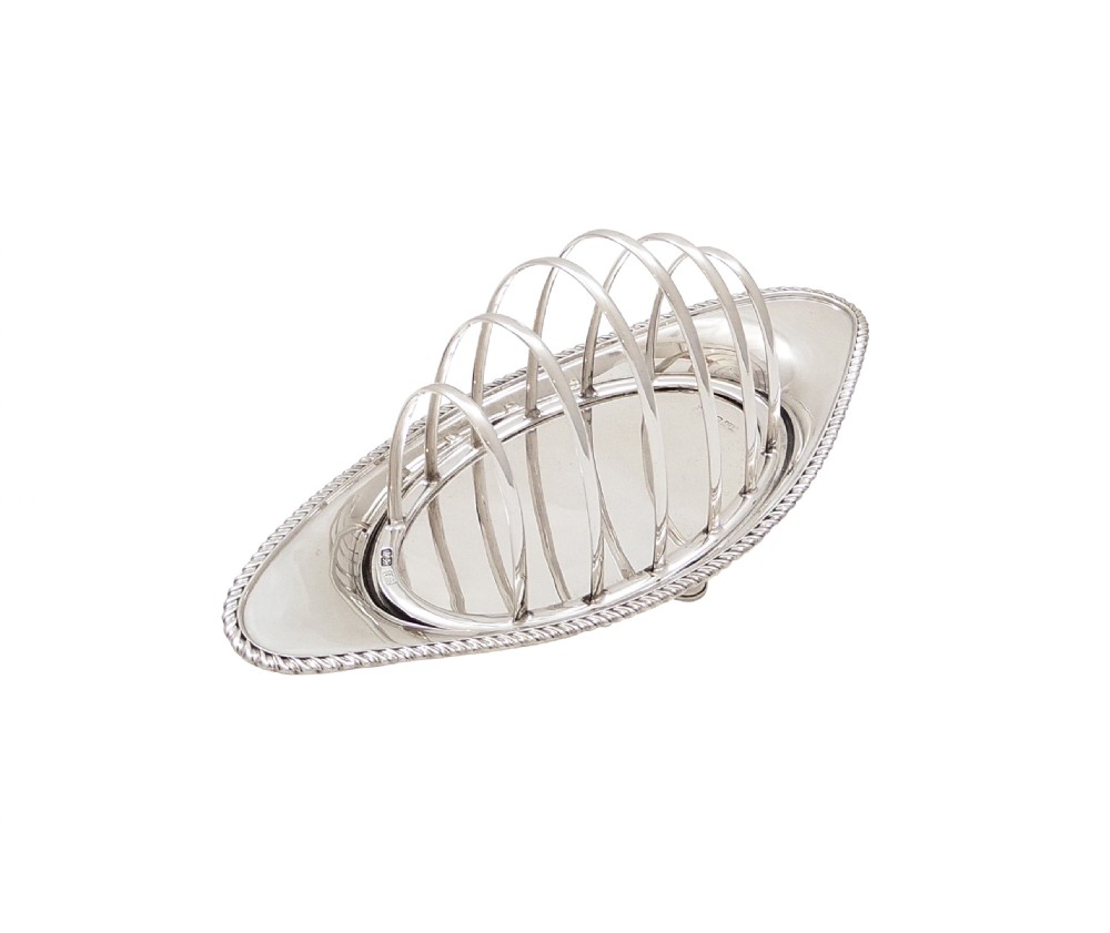 Antique Victorian Sterling Silver Toast Rack with Tray 1896 View IV