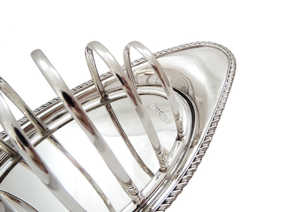 Antique Victorian Sterling Silver Toast Rack with Tray 1896 View VI