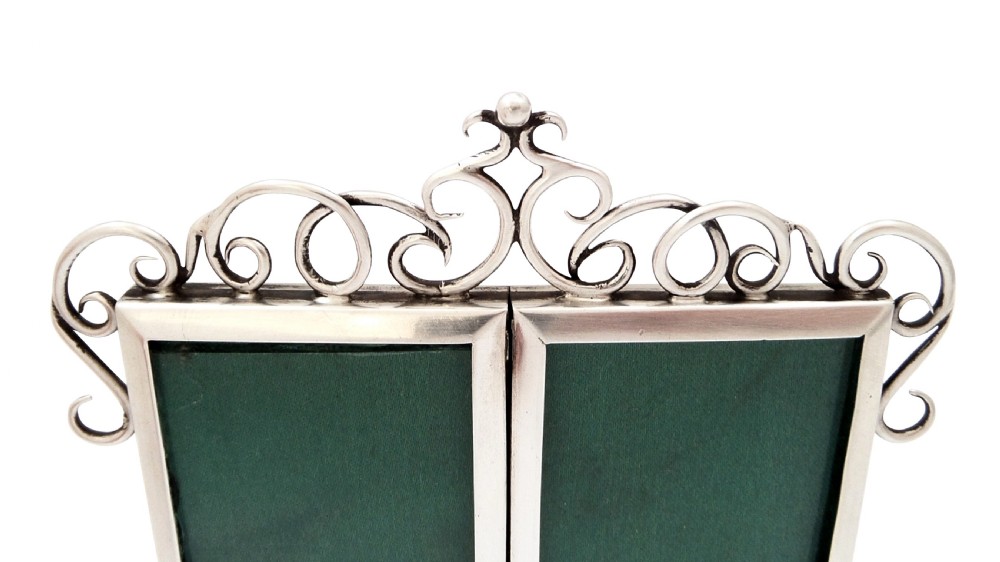 Antique Victorian Sterling Silver Double Photo Frame 1896 View III