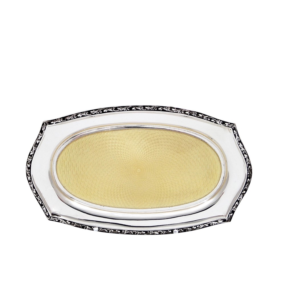 Antique Sterling Silver & Yellow Guilloche Enamel 6