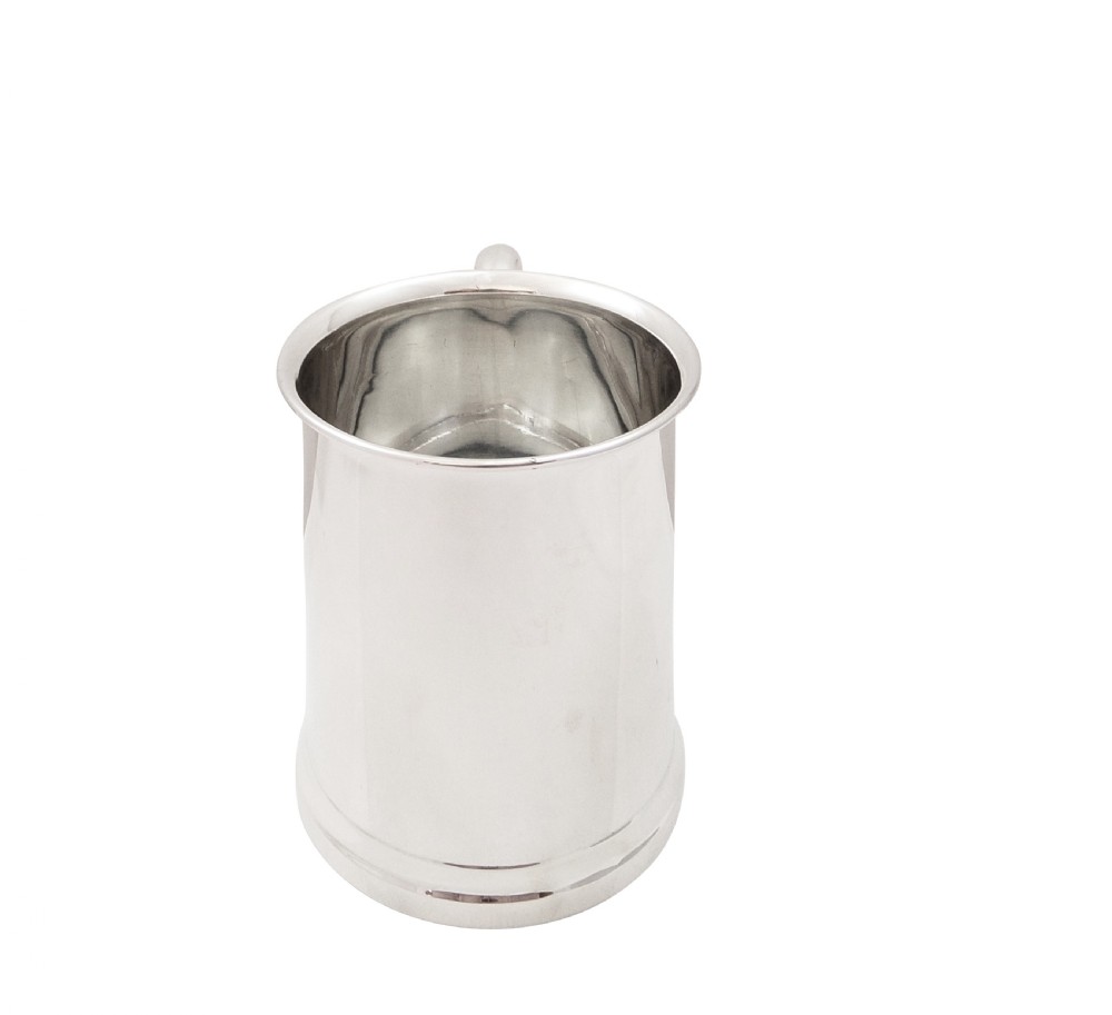 Antique Sterling Silver Glass Bottom Pint Mug / Tankard 1932 View V
