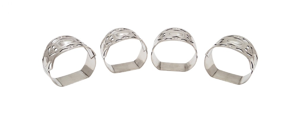 Set of 4 Antique Edwardian Sterling Silver Napkin Rings 1905 View III